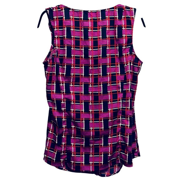 Banana Republic Pop Art Top Sz M Ruffled Neckline Sleeveless Button Front - Picture 3 of 4